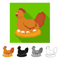 Obraz na płótnie Canvas Vector design of hen and bird logo. Set of hen and egg stock symbol for web.