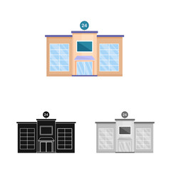 Isolated object of library and commercial logo. Set of library and bank stock symbol for web.
