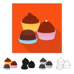 Vector illustration of cake and chocolate logo. Set of cake and muffin stock symbol for web.