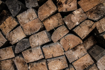 Wood firewood for the stove close-up