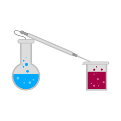 Science experiment with different flasks and liquids - Vector