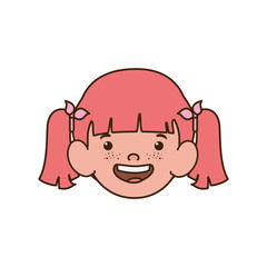 head of baby girl smiling with white background