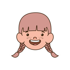 head of baby girl smiling with white background