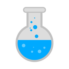 Isolated science lab flask with a liquid - Vector