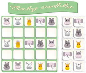 Sudoku for kids with colorful animals images