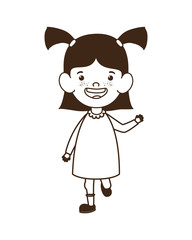 silhouette of baby girl standing smiling on white background