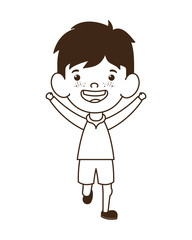 silhouette of baby boy standing smiling on white background