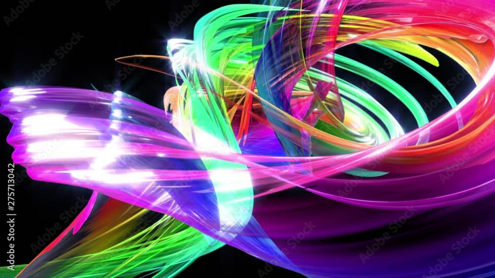 Poster abstract transparent tapes in motion as seamless creative background. colorful stripes twist in a ci