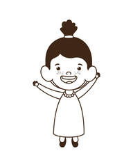 silhouette of baby girl standing smiling on white background