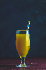 Glass of pineapple tropical fresh juice