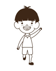 silhouette of baby boy standing smiling on white background