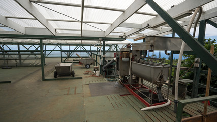 A coffee drying plant in a small coffee farm in Hawaii. 