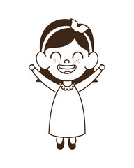 silhouette of baby girl standing smiling on white background