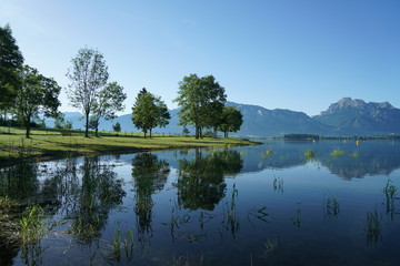 Forggensee is in Bavaria and on the shore Ludwig the Bavarian king built his castle Neuschwanstein
