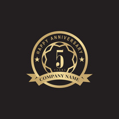 Celebrating 5th years anniversary logo design vector template