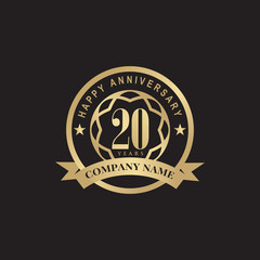 Celebrating 20th years anniversary logo design vector template