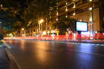 Street Uzeyir Hacibeyov evening.Baku,Azerbaijan
