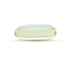 Realistic pill isolated on white. Template for medicine background.