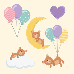 baby shower card with little bears characters