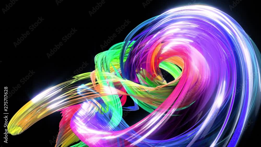 Poster abstract transparent tapes in motion as seamless creative background. colorful stripes twist in a ci