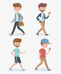 young men walking avatars characters