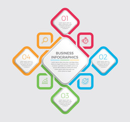 Infographic design vector and marketing icons can be used for workflow layout, diagram, annual report, web design.  Business concept with 4 options, steps or processes. - Vector 