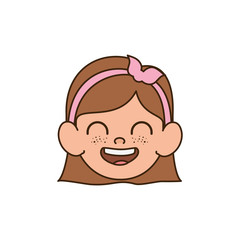 head of baby girl smiling with white background