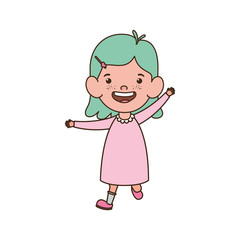 baby girl standing smiling on white background