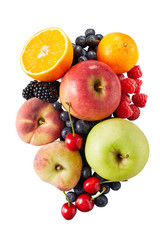 Naklejka na ściany i meble Pile of fruit including apples and peaches