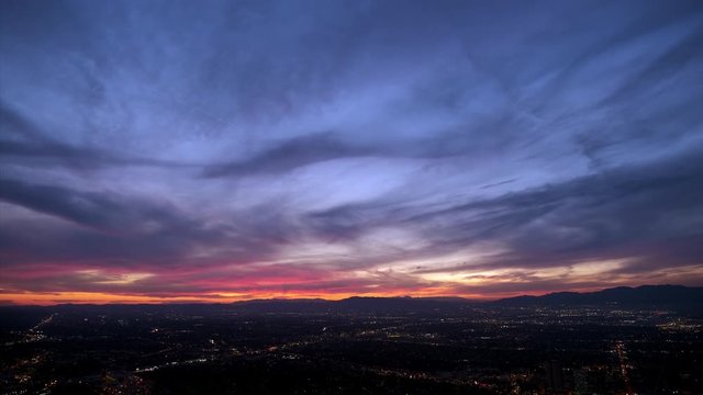 Time Lapse of Gorgeous Sunset Clouds over San Fernando Valley in Los Angeles