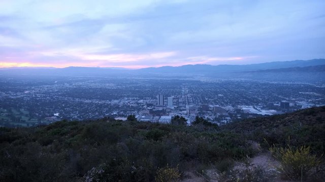 Dusk Over Universal City, Los Angeles streets and mountains