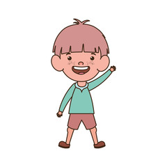 baby boy standing smiling on white background