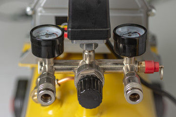 Fototapeta na wymiar Air Compressor Manometer Measuring Devices Close Up