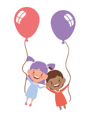 baby girls smiling with helium balloon in hand