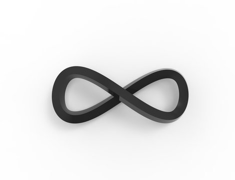3d rendering of an infinity loop shape object isolated in white background