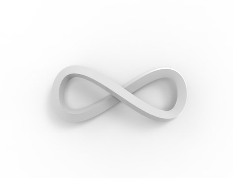 3d rendering of an infinity loop shape object isolated in white background