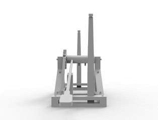 3d rendering of a Leonardo Da Vinci catapult in white background
