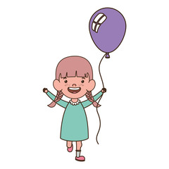 baby girl smiling with helium balloon in hand
