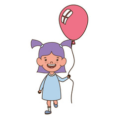 baby girl smiling with helium balloon in hand
