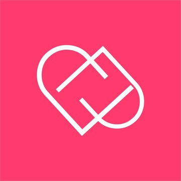 DD, PP, DHP, DHD, PHD initials geometric line art company logo with heart shape for medical or beauty company