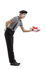 Mime giving a gift box
