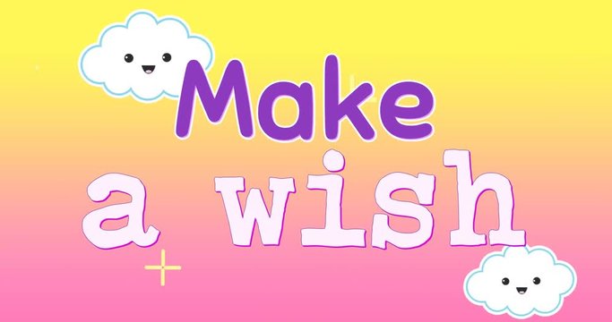 Animation of word Make a wish appearing 4k