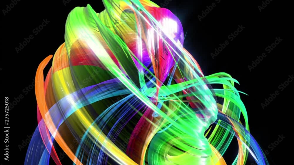 Poster abstract transparent tapes in motion as seamless creative background. colorful stripes twist in a ci