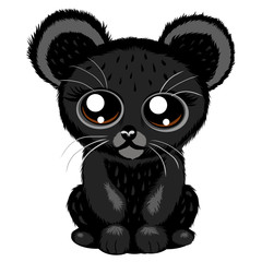 Cute cartoon panther. Vector hand drawn. Baby love
