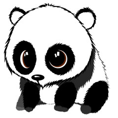 Cartoon panda with big eyes. Vector. Baby love