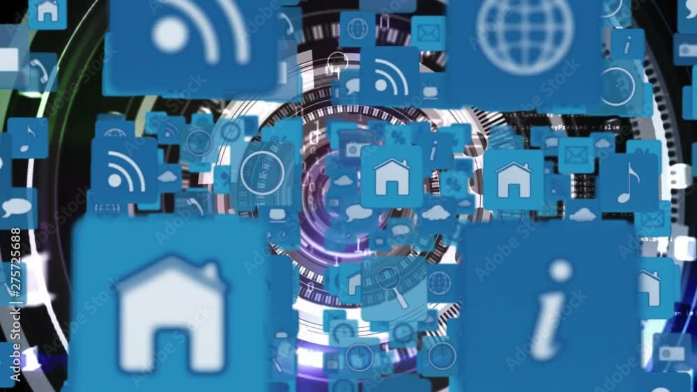 Poster internet icons and symbols with codes