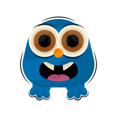 Isolated comic happy monster over a white background - Vector