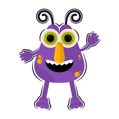Isolated comic happy monster over a white background - Vector