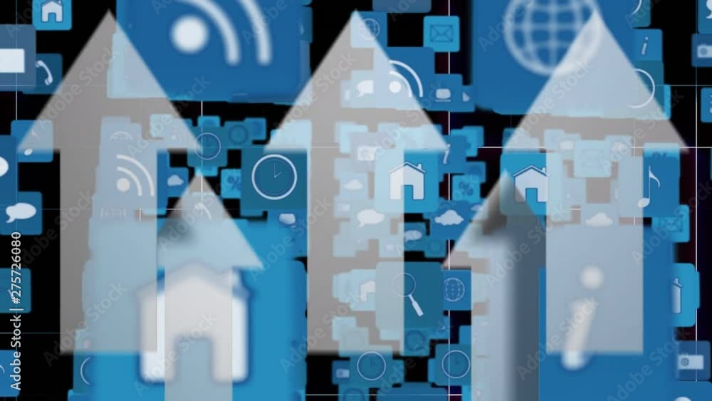 Poster internet icons and symbols with arrows moving up