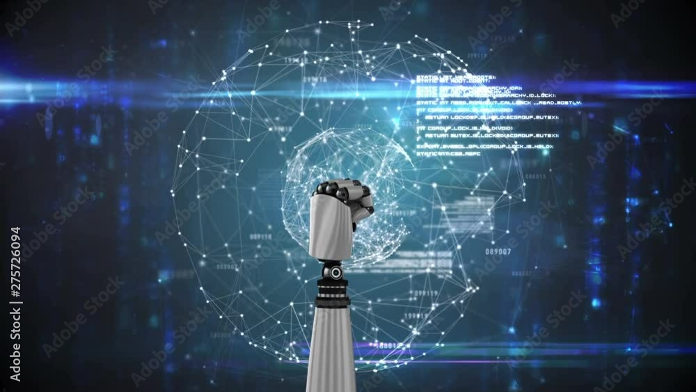 Aufkleber animation of robot arm with connected lines and dots